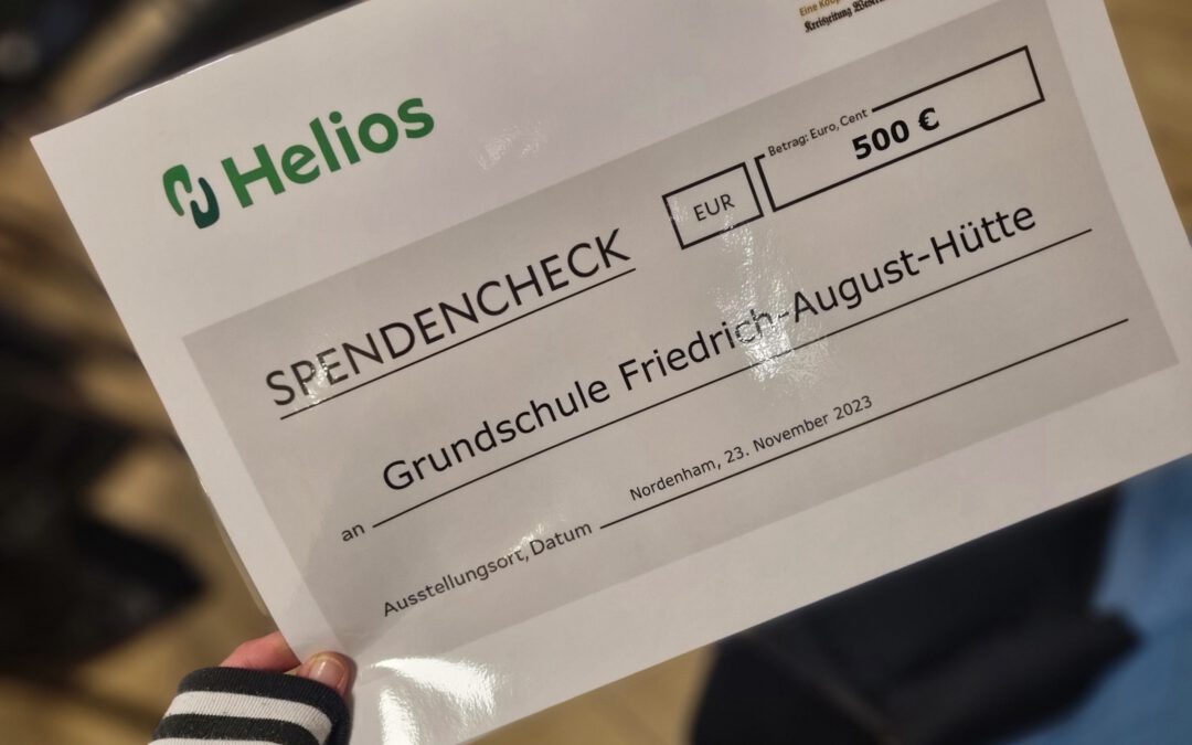 Die Grundschule FAH gewinnt 500 Euro bei der Aktion „10.000 für 10“ der Helios-Klinik